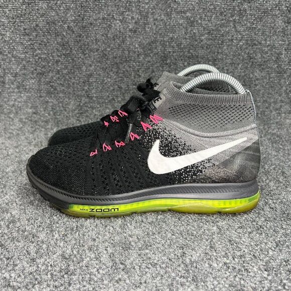 Nike Zoom‎ All Out Flyknit Running Shoes Women's Size 7 Black Volt Athletic Run - Picture 5 of 12